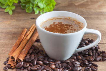 coffee cup and coffee beans