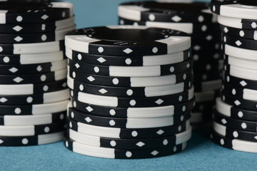 Stacked Black and White Poker Chips