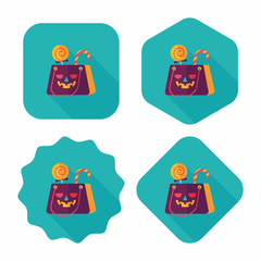 Halloween shopping bag flat icon with long shadow,eps10