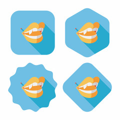 Halloween fangs flat icon with long shadow,eps10