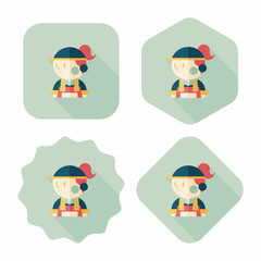 Coffee shop clerk flat icon with long shadow,eps10