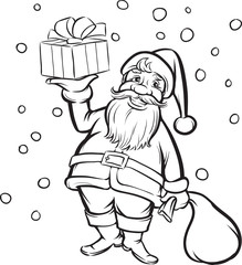 Coloring Book Santa Claus with Christmas gift