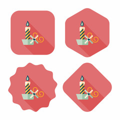 Christmas candle flat icon with long shadow,eps10