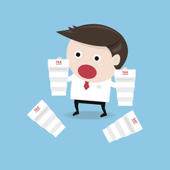 Businessman shocked when he reading tax