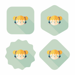 Chinese New Year girl flat icon with long shadow,eps10