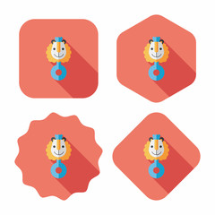 baby rattle flat icon with long shadow,eps10