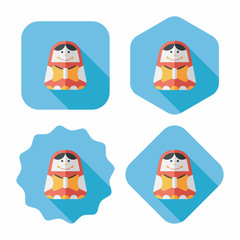Russian Doll flat icon with long shadow,eps 10