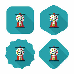 Gum ball Machine flat icon with long shadow,eps10