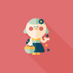 wedding flower girl flat icon with long shadow,eps10