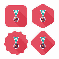 medal flat icon with long shadow,eps10