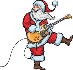 Santa playing electric guitar