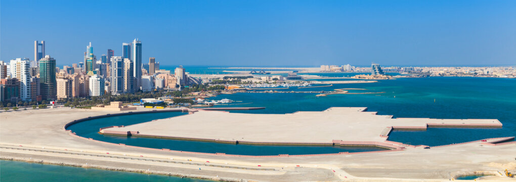 Bird view panorama of Manama city, Bahrain