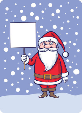 Standing Santa Claus with blank placard