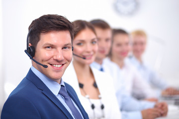 Attractive Smiling positive young businesspeople and colleagues