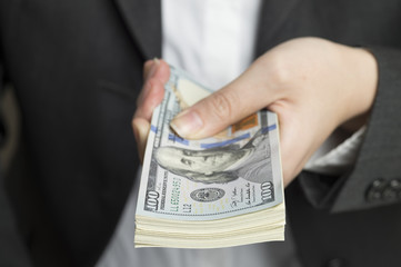 Female workers who have a dollar wad