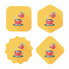 hot milk cream coffee flat icon with long shadow,eps10