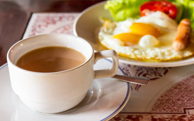 Coffe with American breakfast Food