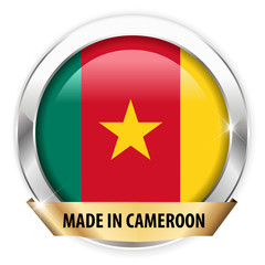 made in cameoon silver badge isolated button