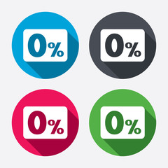 Zero percent sign icon. Zero credit symbol.