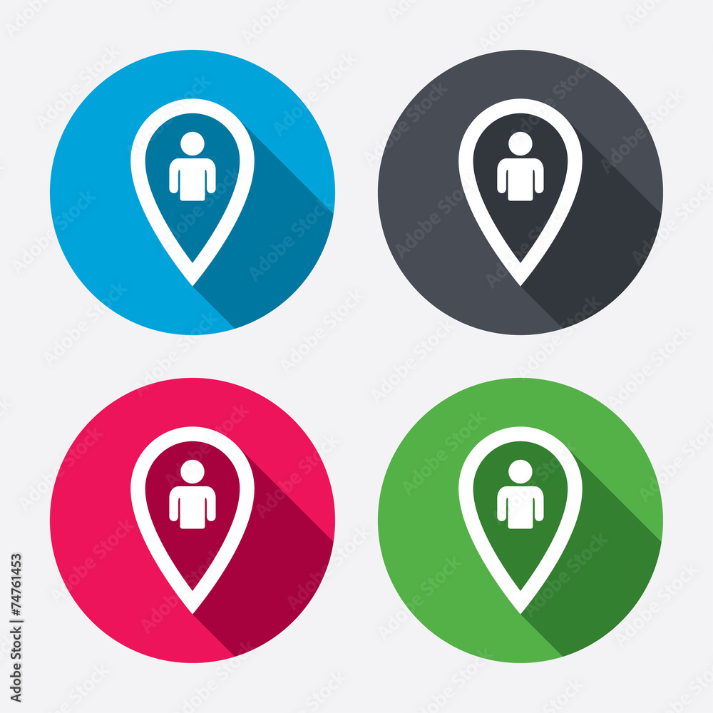 Poster map pointer user sign icon. marker symbol.