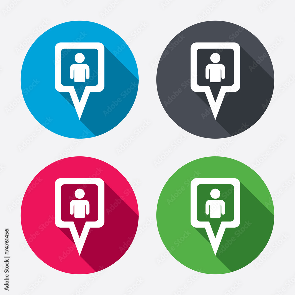 Poster map pointer user sign icon. marker symbol.
