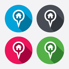 Map pointer house sign icon. Marker symbol.