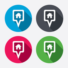 Map pointer house sign icon. Marker symbol.