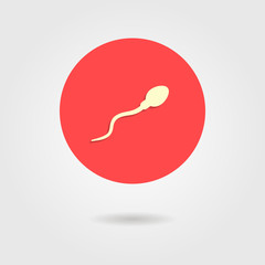 red and yellow spermatozoon icon with shadow