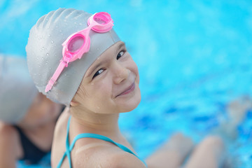 child portrait on swimming pool
