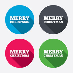 Merry christmas text sign icon. Present symbol.