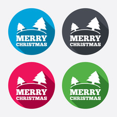 Merry christmas sign icon. Trees symbol.