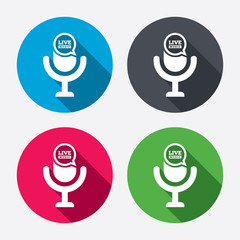 Microphone icon. Speaker symbol. Live music sign