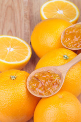 Fototapeta na wymiar fresh orange with orange jam