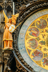 Fototapeta na wymiar Astronomical Clock In Prague, Czech Republic. Close Up Photo