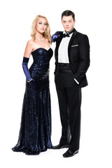 Romantic new year's eve fashion couple wearing black dinner jack © ysbrandcosijn