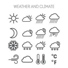 Set of simple weather and climate icons