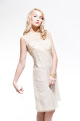 Sensual new year's eve fashion woman with blonde hair wearing go