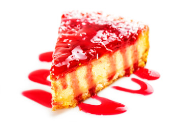 a piece of fruit cream cake