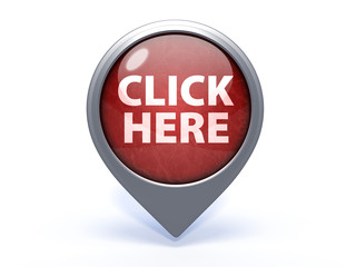 Click here circular icon on white background