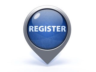 register circular button on white background