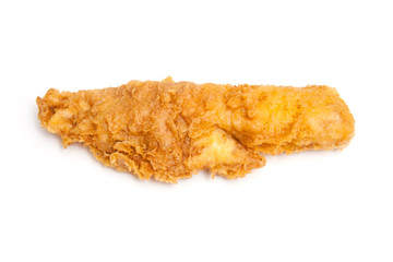 fillet of battered deep fried cod.