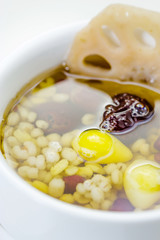 Lotus root and ginkgo nut in longan syrup