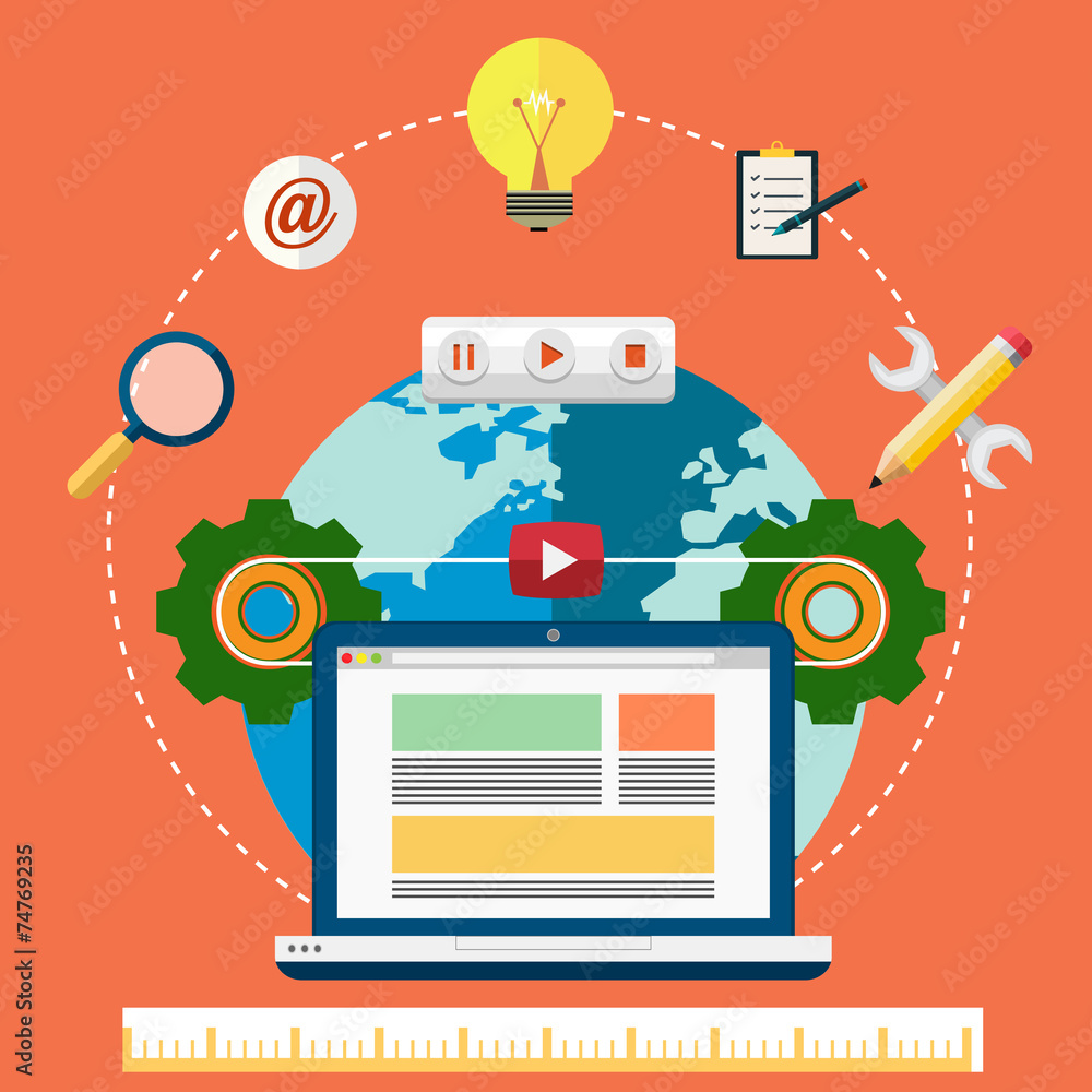 Poster web design and development concept