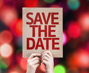 Save The Date card with colorful background