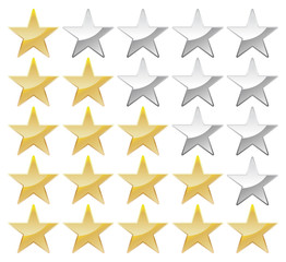 Set of stars, gold and grey