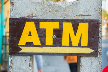 ATM machine sign hand painted