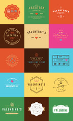 Fototapeta premium Happy Valentine's Day. Trendy Retro Vintage Insignias