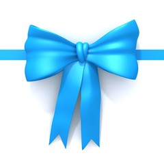 Blue ribbon with bow 3d illustration