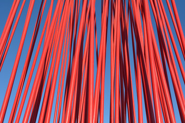 Red metal poles