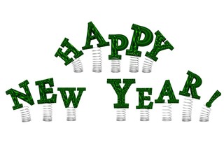 Happy New Year green letters